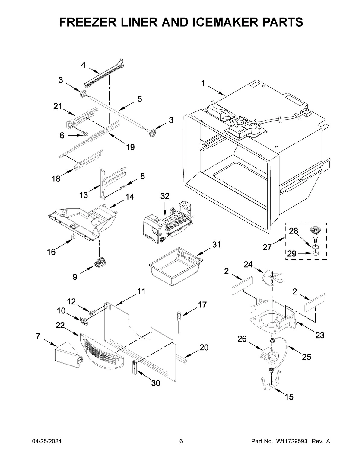 04 - FREEZER LINER AND ICEMAKER PARTS