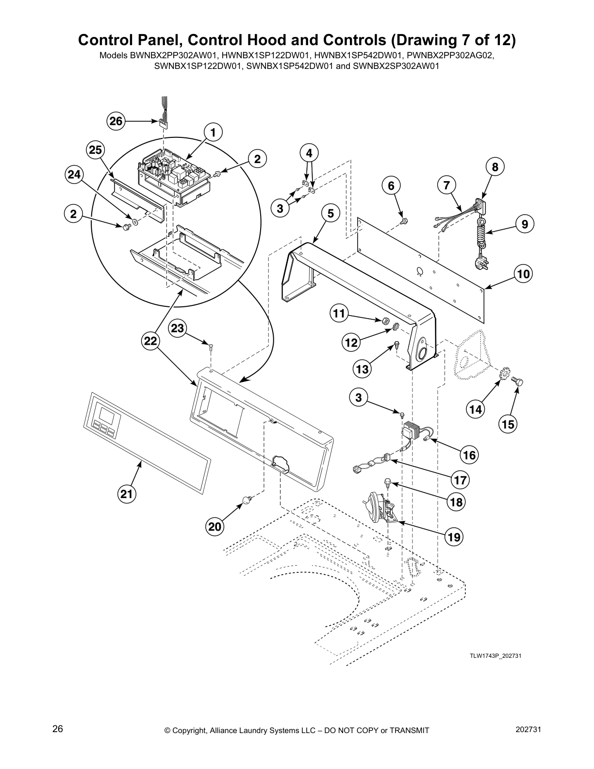 Control Panel, Control Hood and Controls (Drawing 7 of 12)
