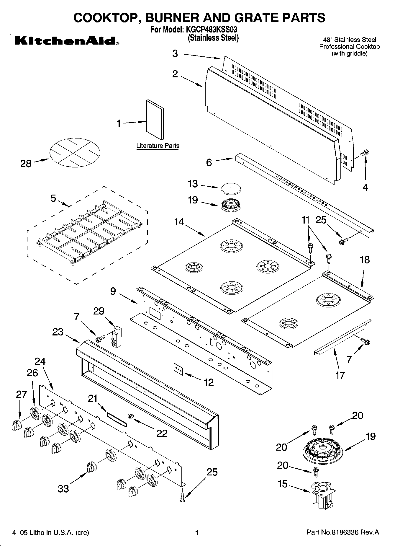 01 - COOKTOP, BURNER AND GRATE PARTS