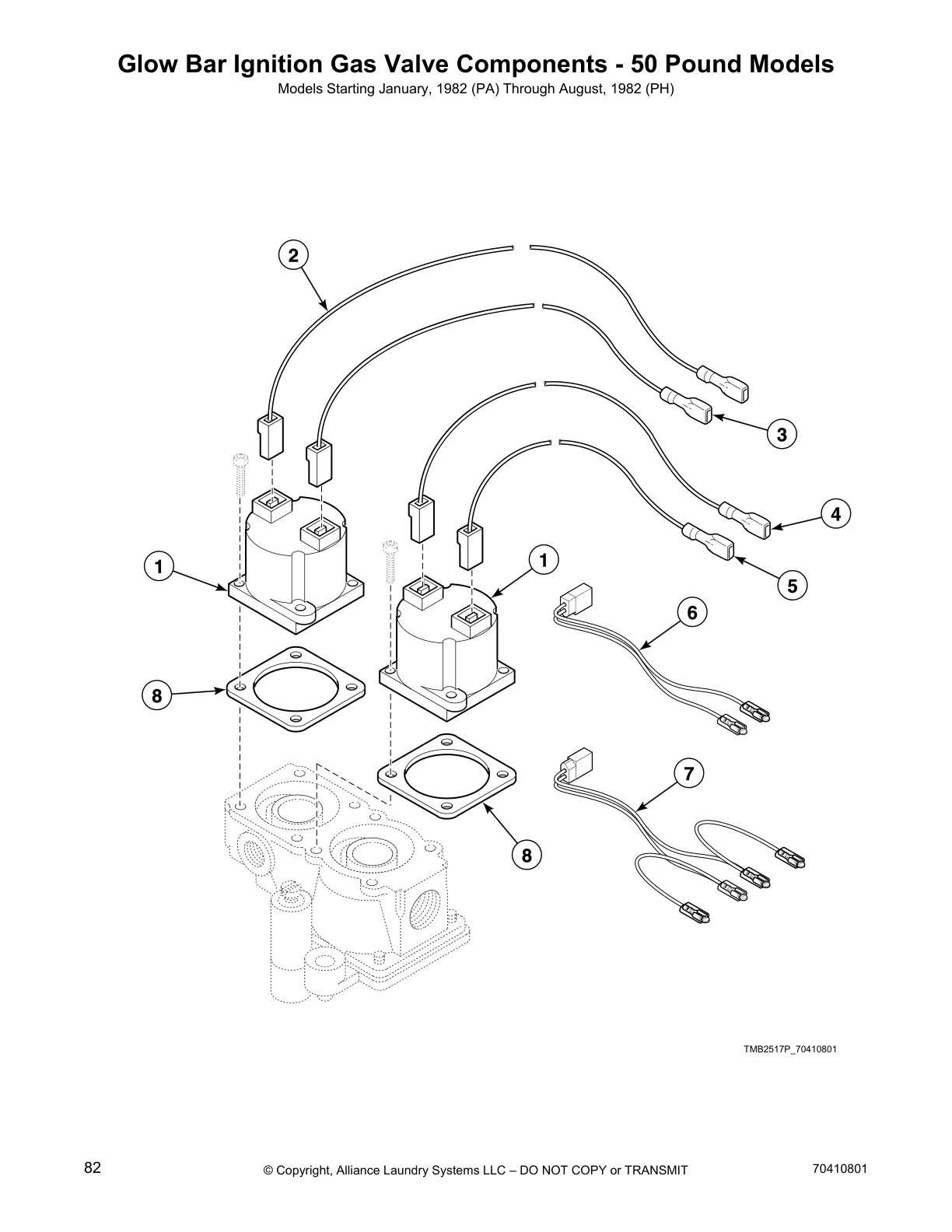Glow Bar Ignition Gas Valve Components - 50 Pound Models