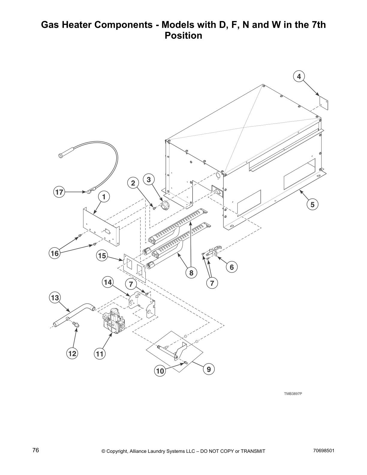 Gas Heater Components - Models with D, F, N and W in the 7th
Position