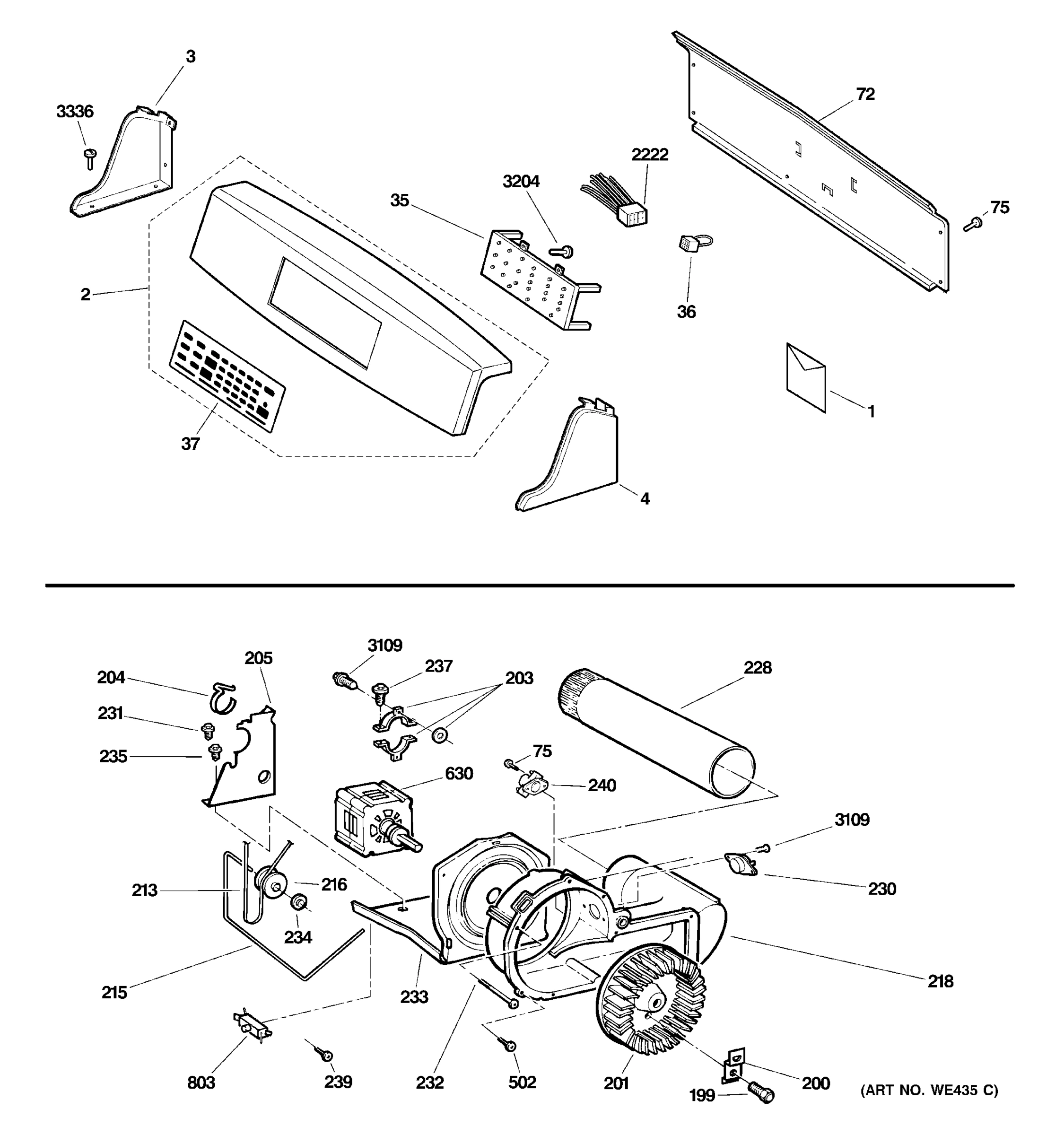 BACKSPLASH, BLOWER & MOTOR ASSEMBLY