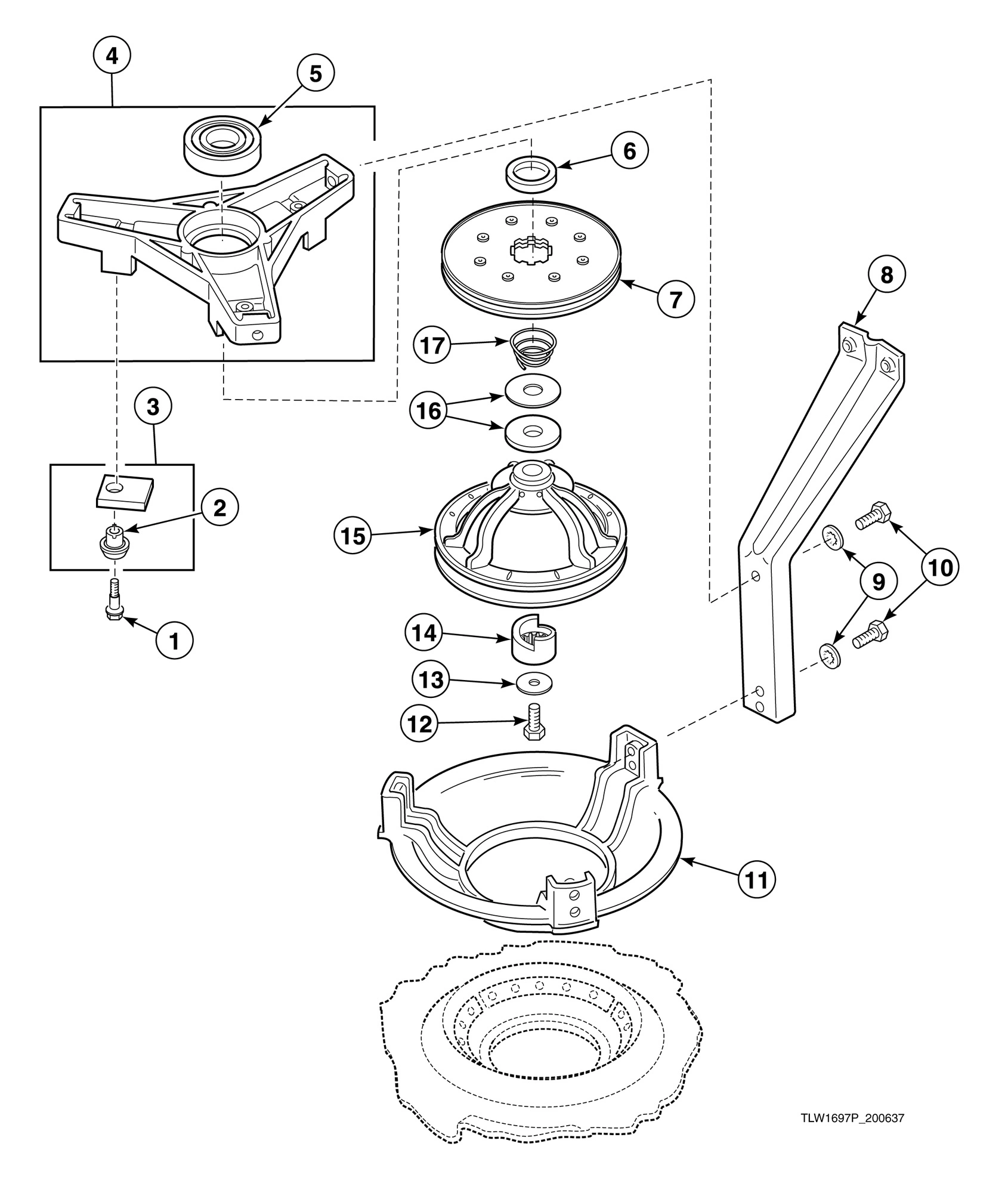 Bearing Housing, Brake, Pulley and Pivot Dome