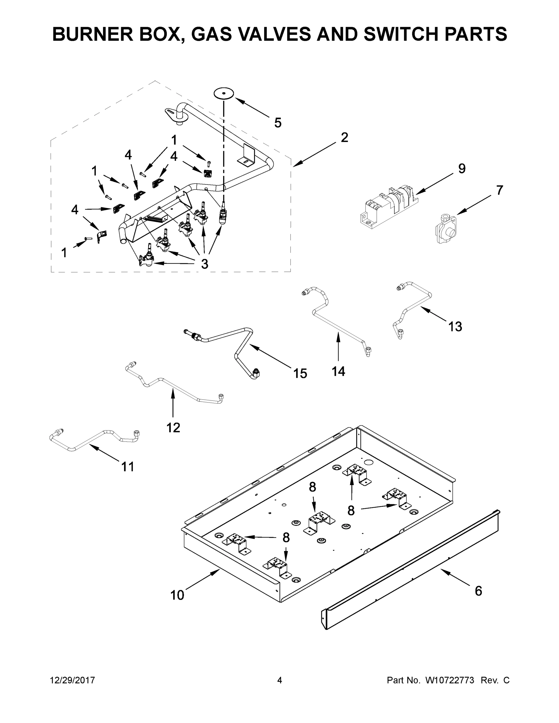 03 - BURNER BOX, GAS VALVES AND SWITCH PARTS