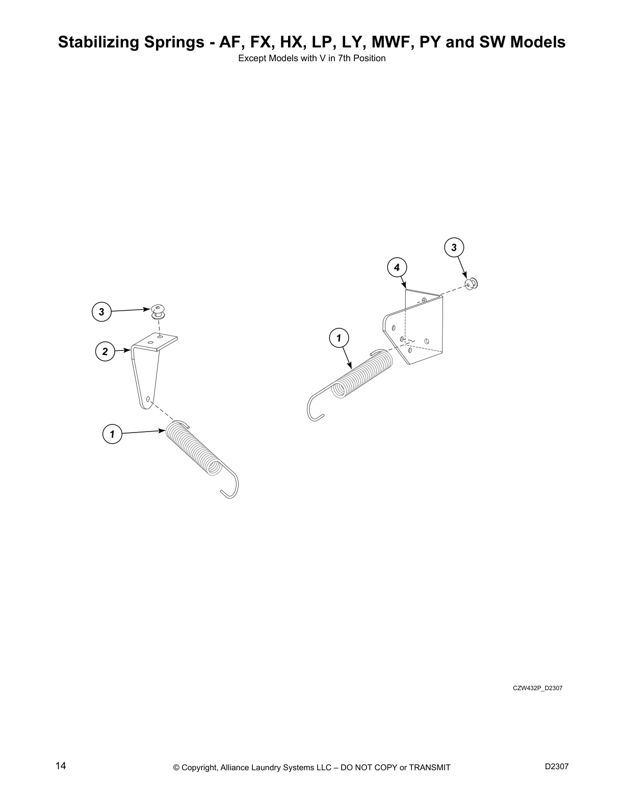 Stabilizing Springs - AF, FX, HX, LP, LY, MWF, PY and SW Models