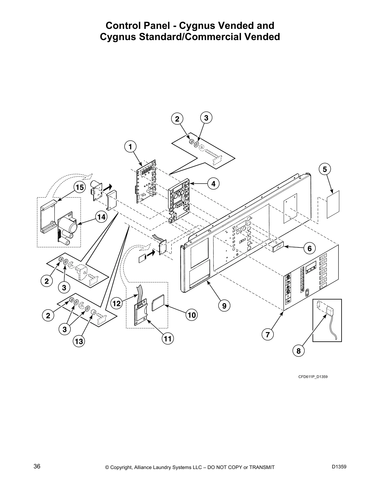 Control Panel - Cygnus Vended and
Cygnus Standard/Commercial Vended