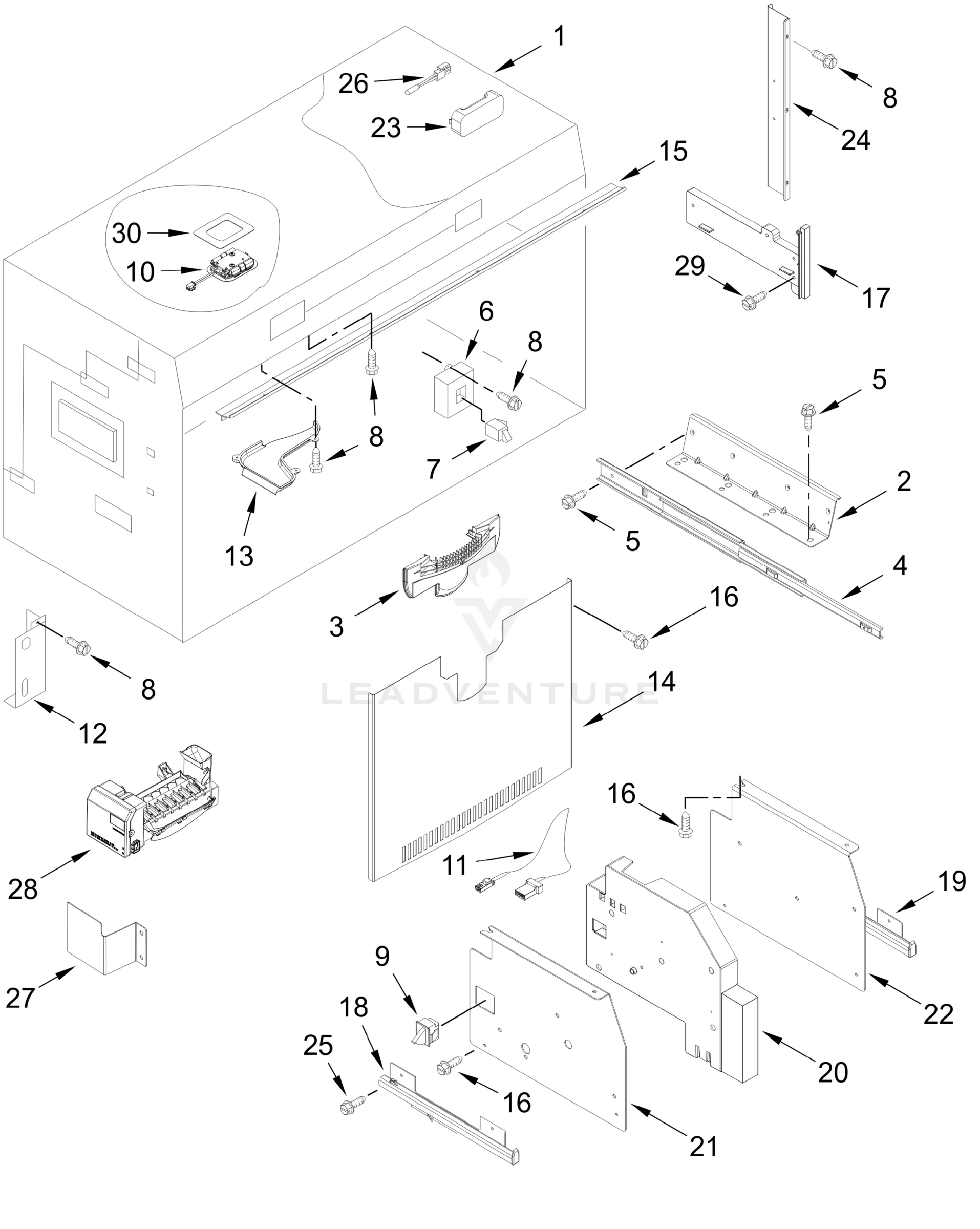 FREEZER LINER AND ICEMAKER PARTS