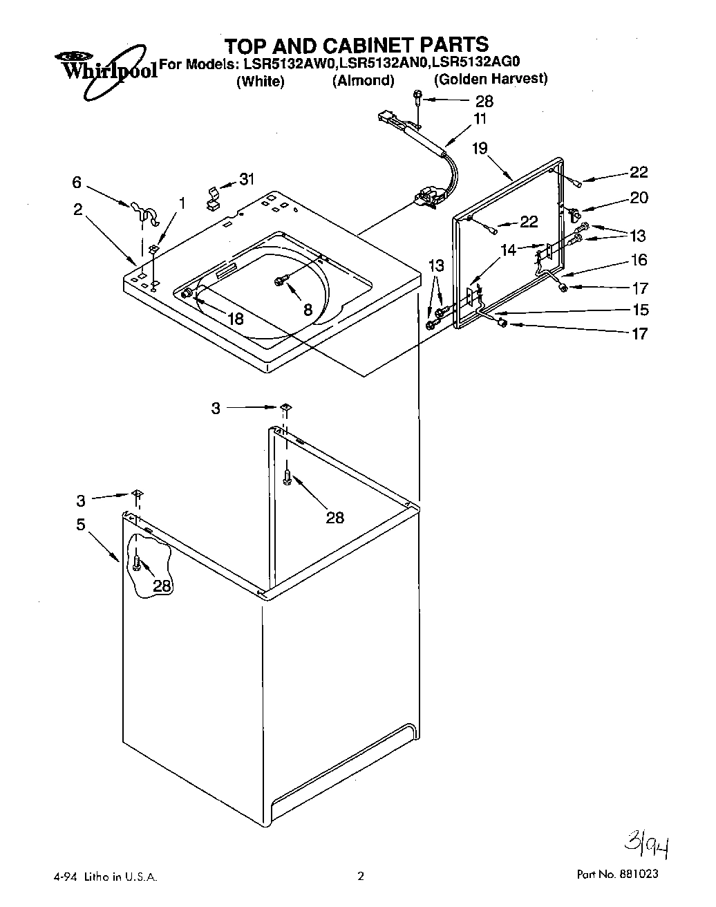 01 - TOP AND CABINET, LIT/OPTIONAL
