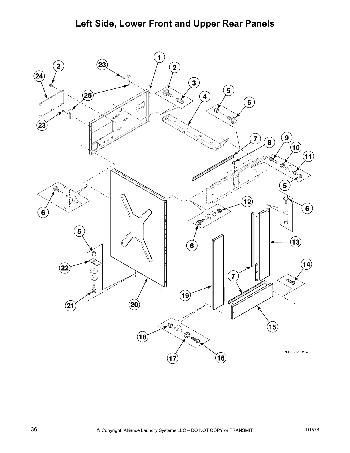 Left Side, Lower Front and Upper Rear Panels