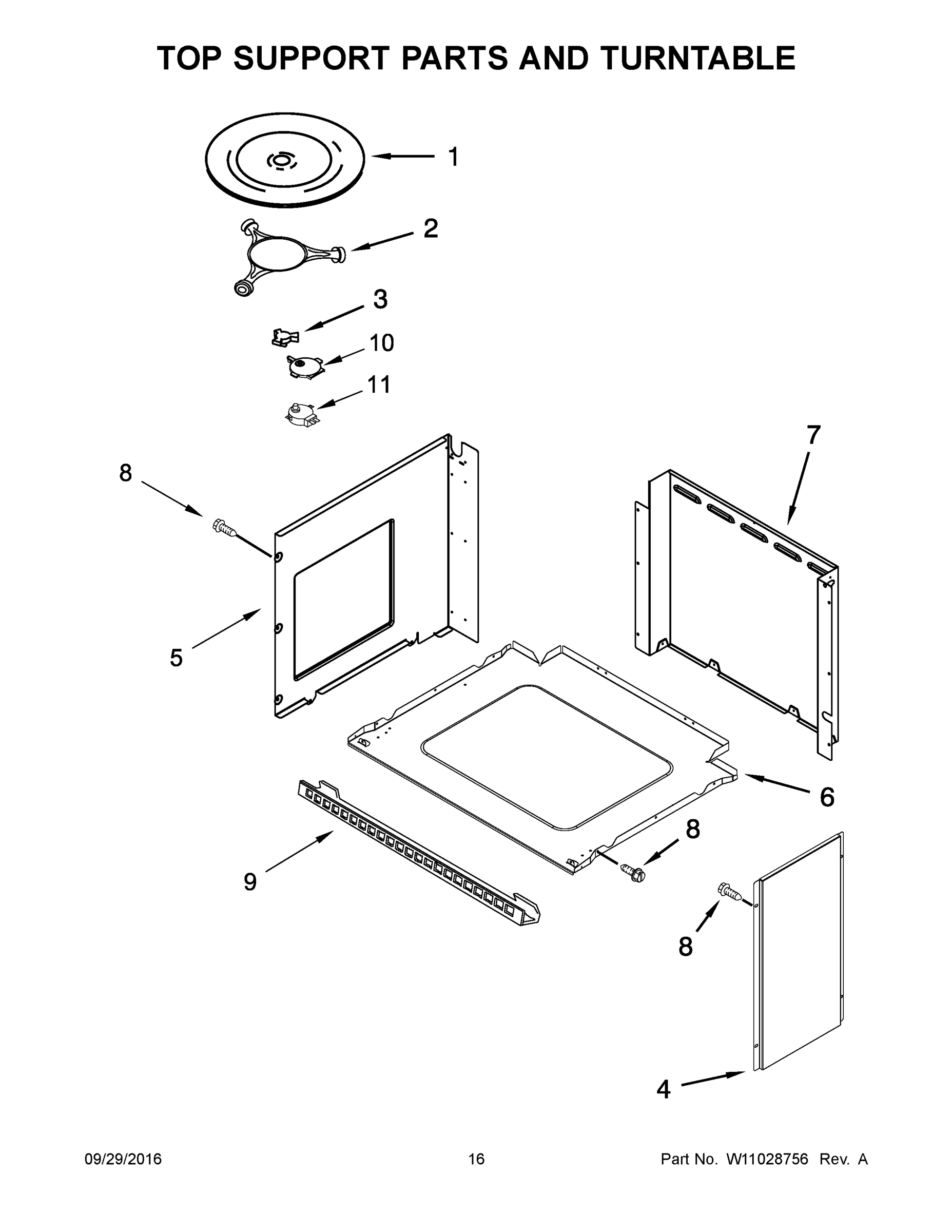 09 - TOP SUPPORT PARTS AND TURNTABLE