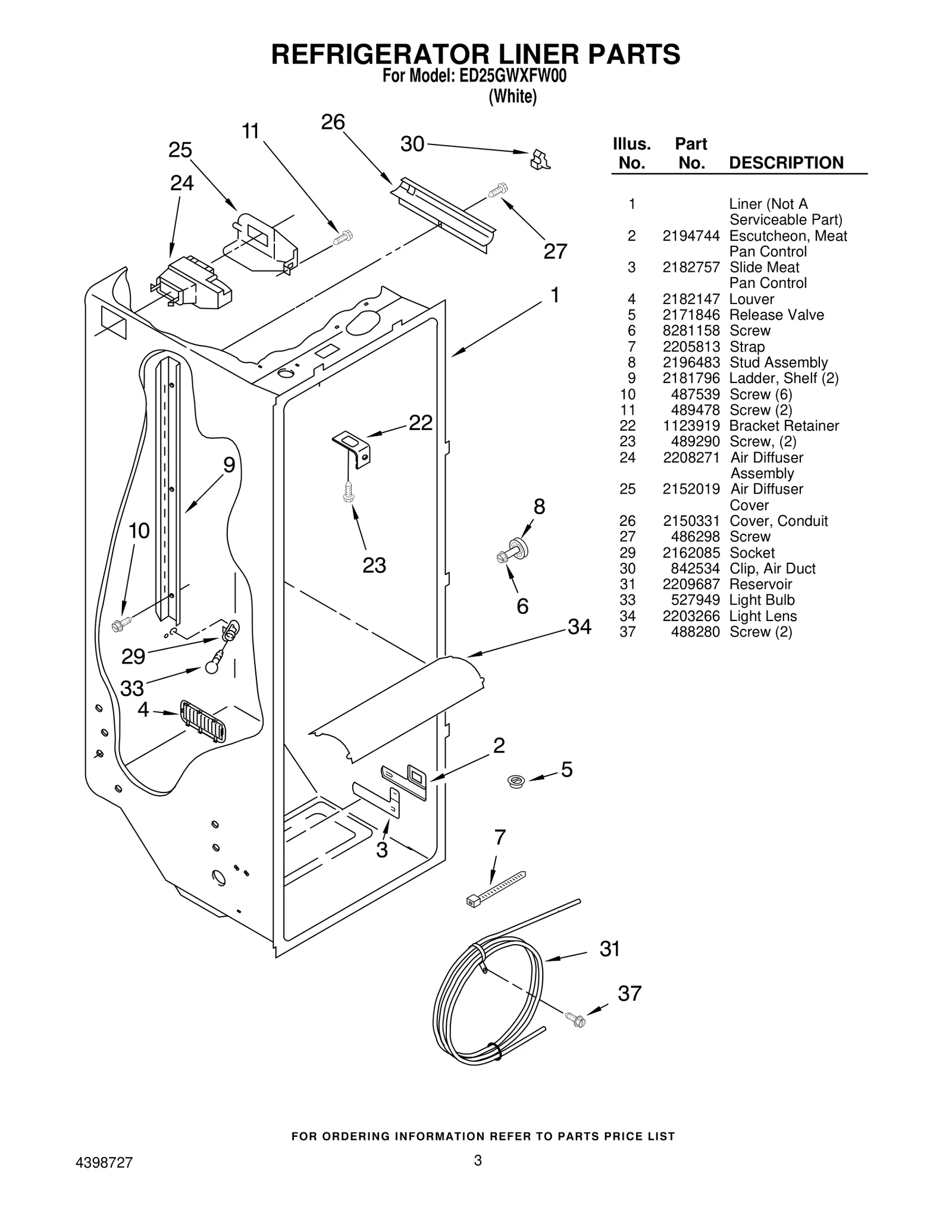 REFRIGERATOR LINER PARTS