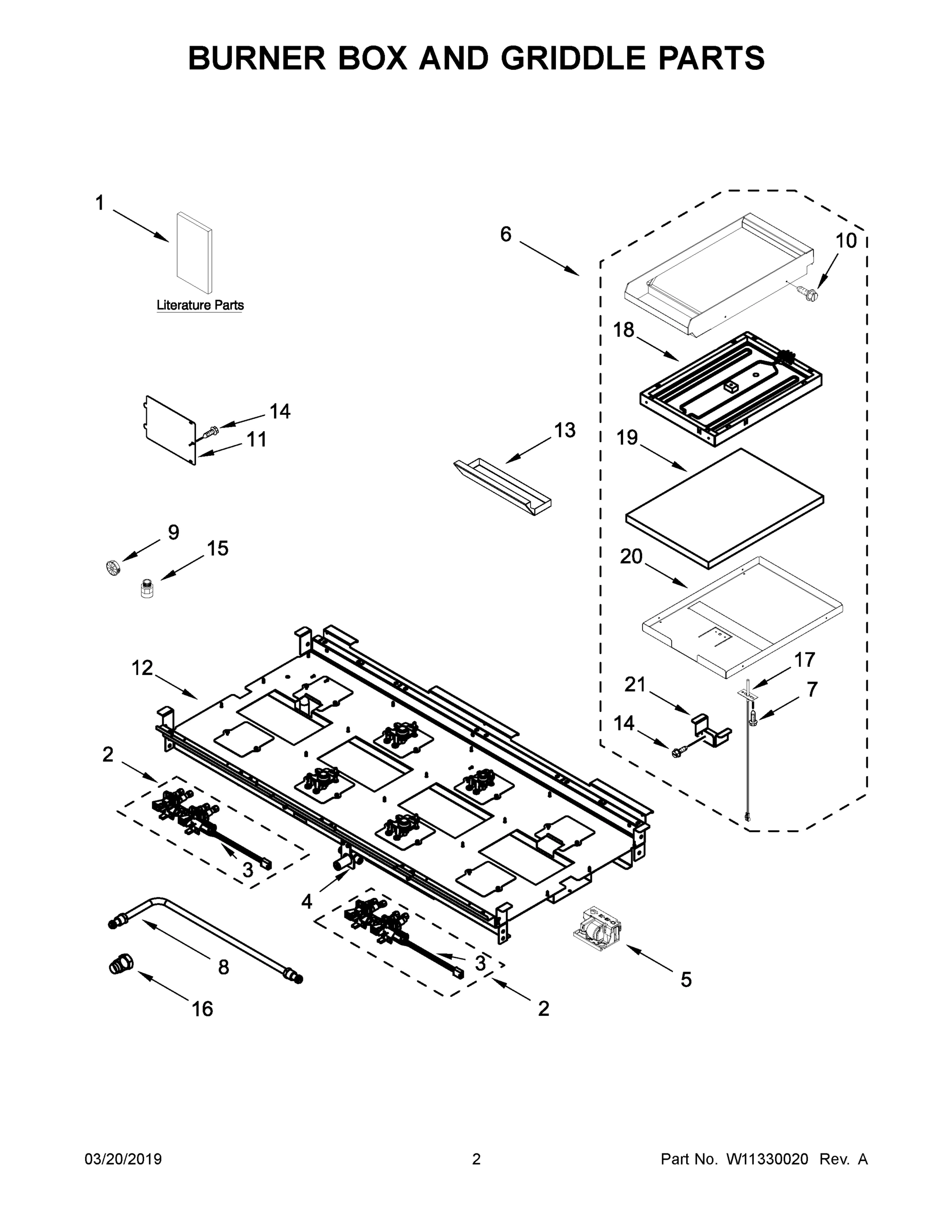 02 - BURNER BOX AND GRIDDLE PARTS