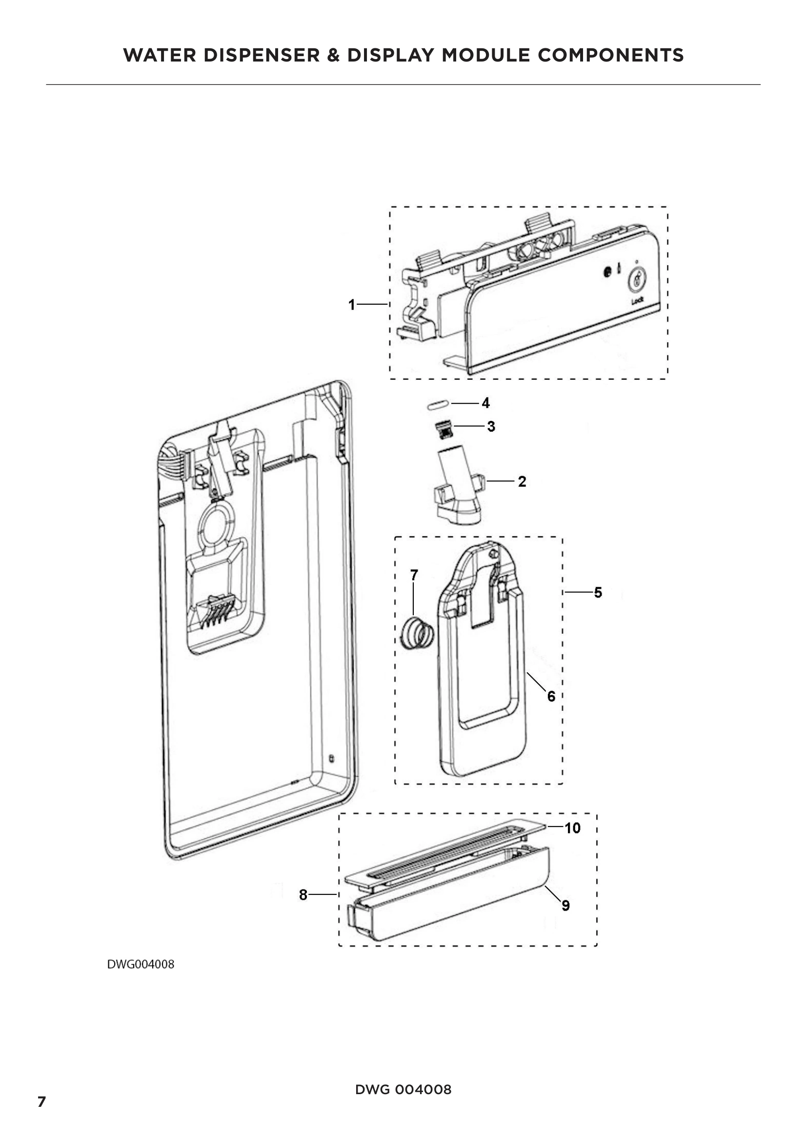 WATER DISPENSER & DISPLAY MODULE COMPONENTS