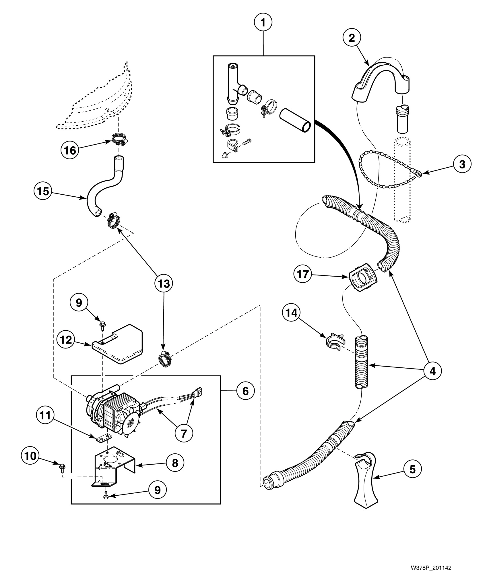 Electric Drain Pump with Plastic Drain Hose and Siphon Break Kit