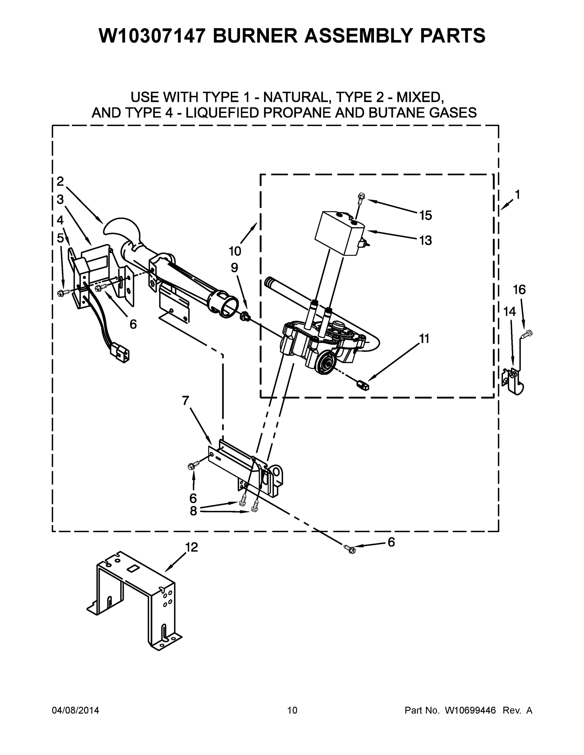 06 - W10307147 BURNER ASSEMBLY PARTS