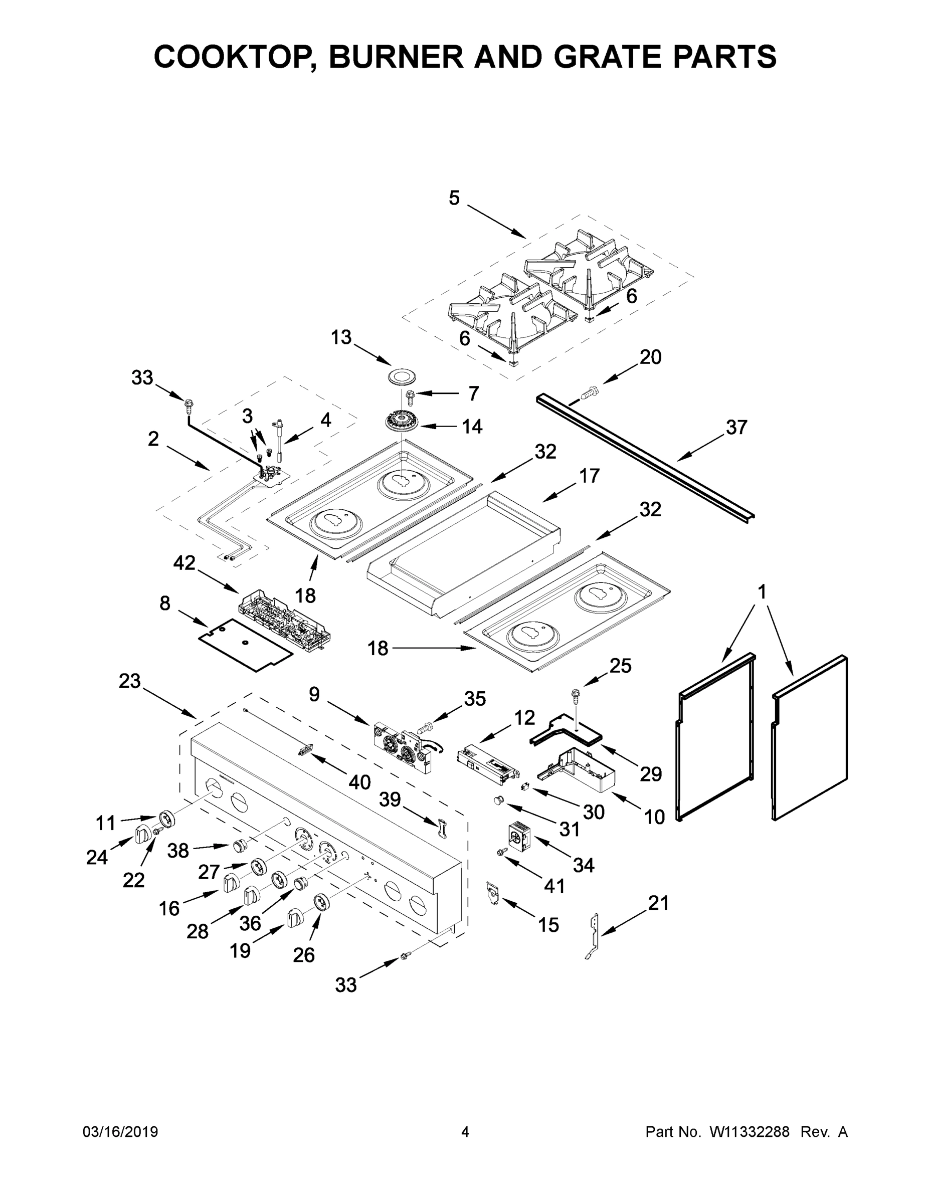 03 - COOKTOP, BURNER AND GRATE PARTS
