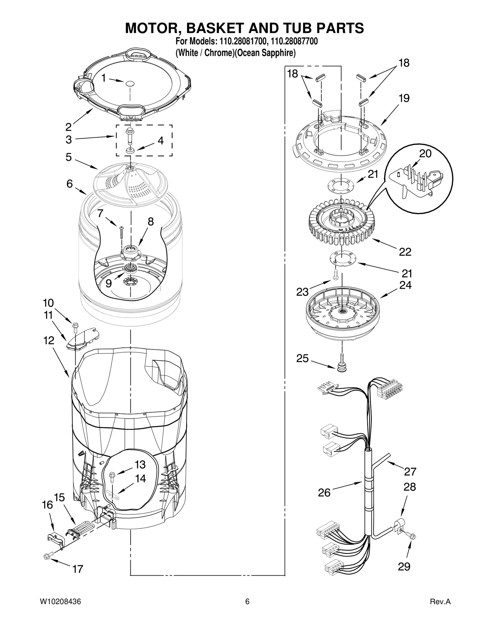 MOTOR, BASKET AND TUB PARTS