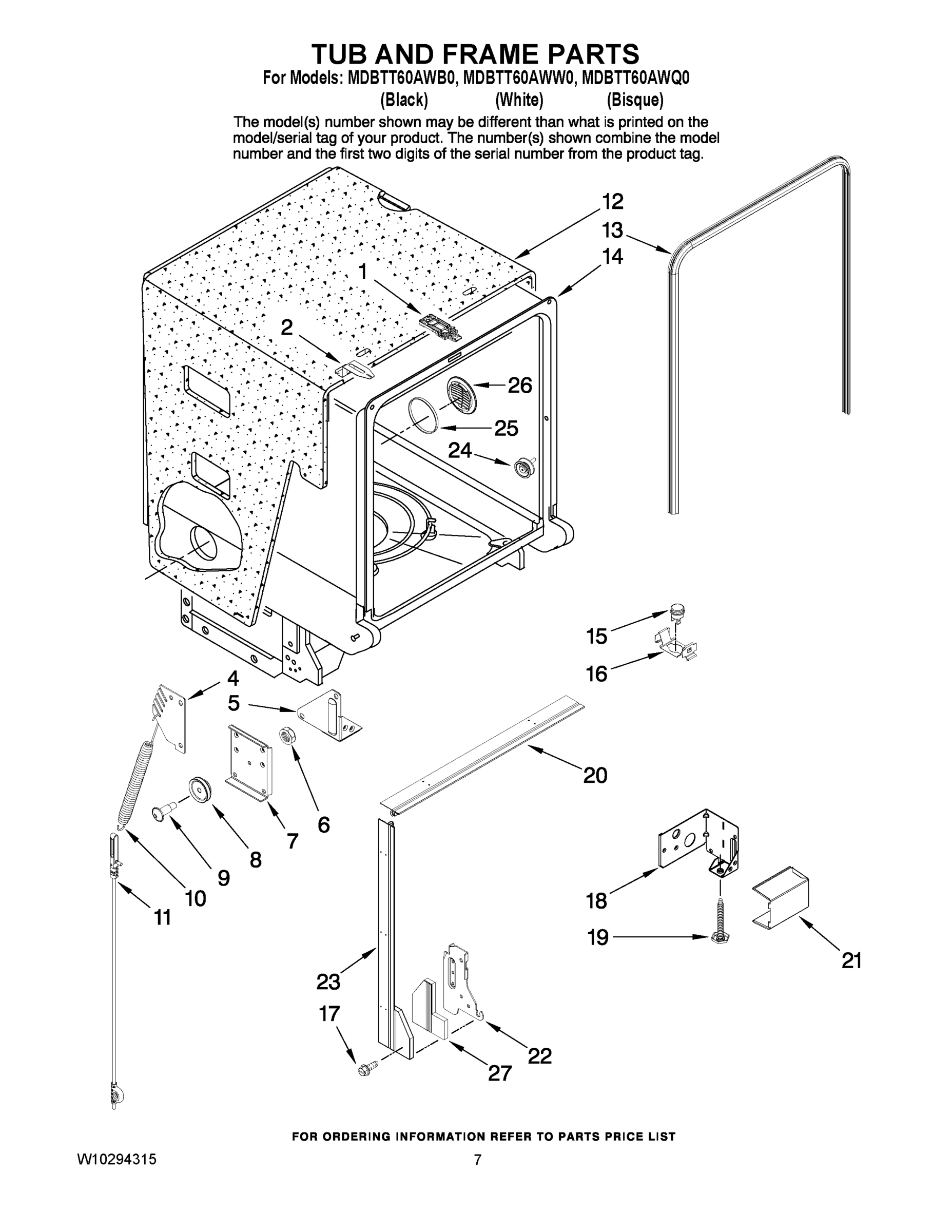 07 - TUB AND FRAME PARTS