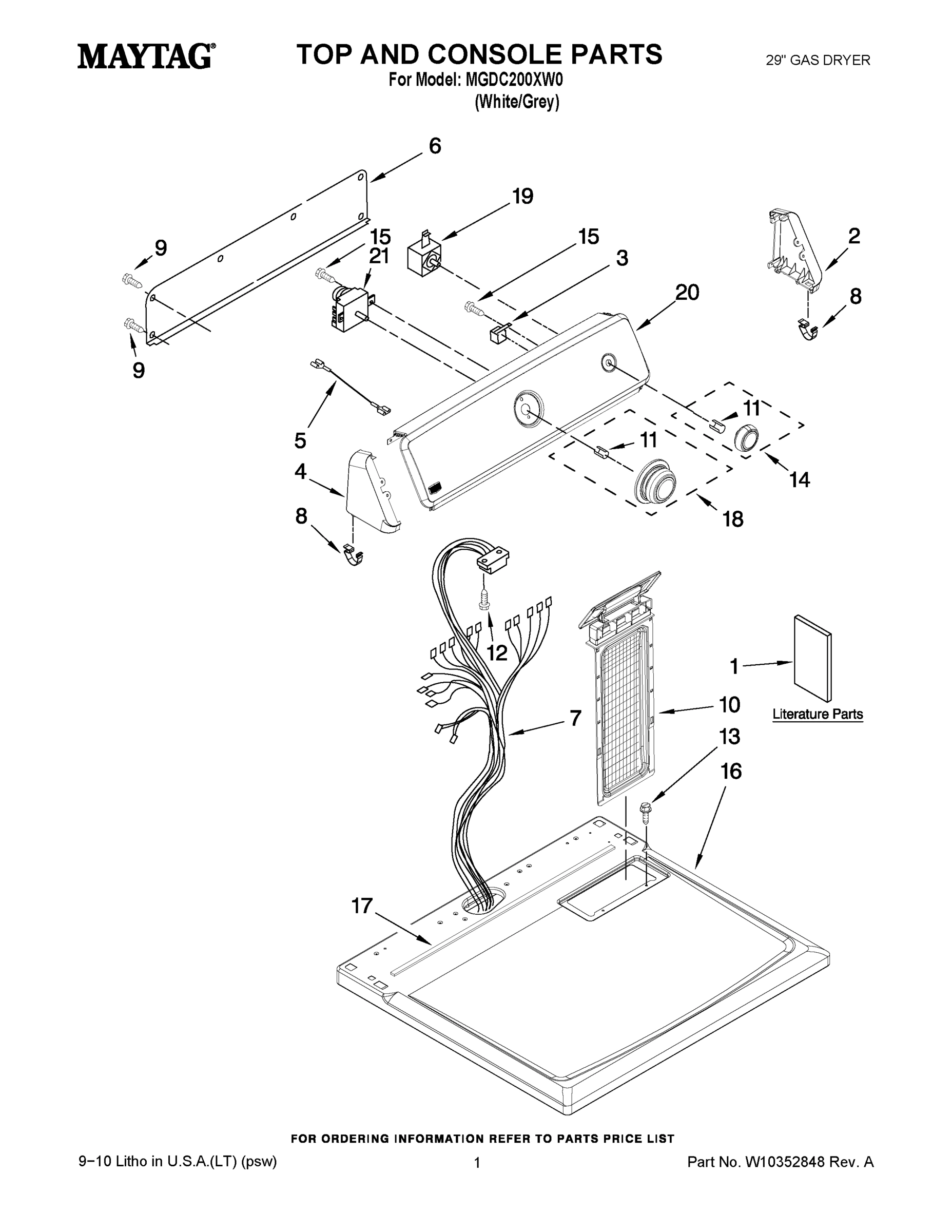 01 - TOP AND CONSOLE PARTS