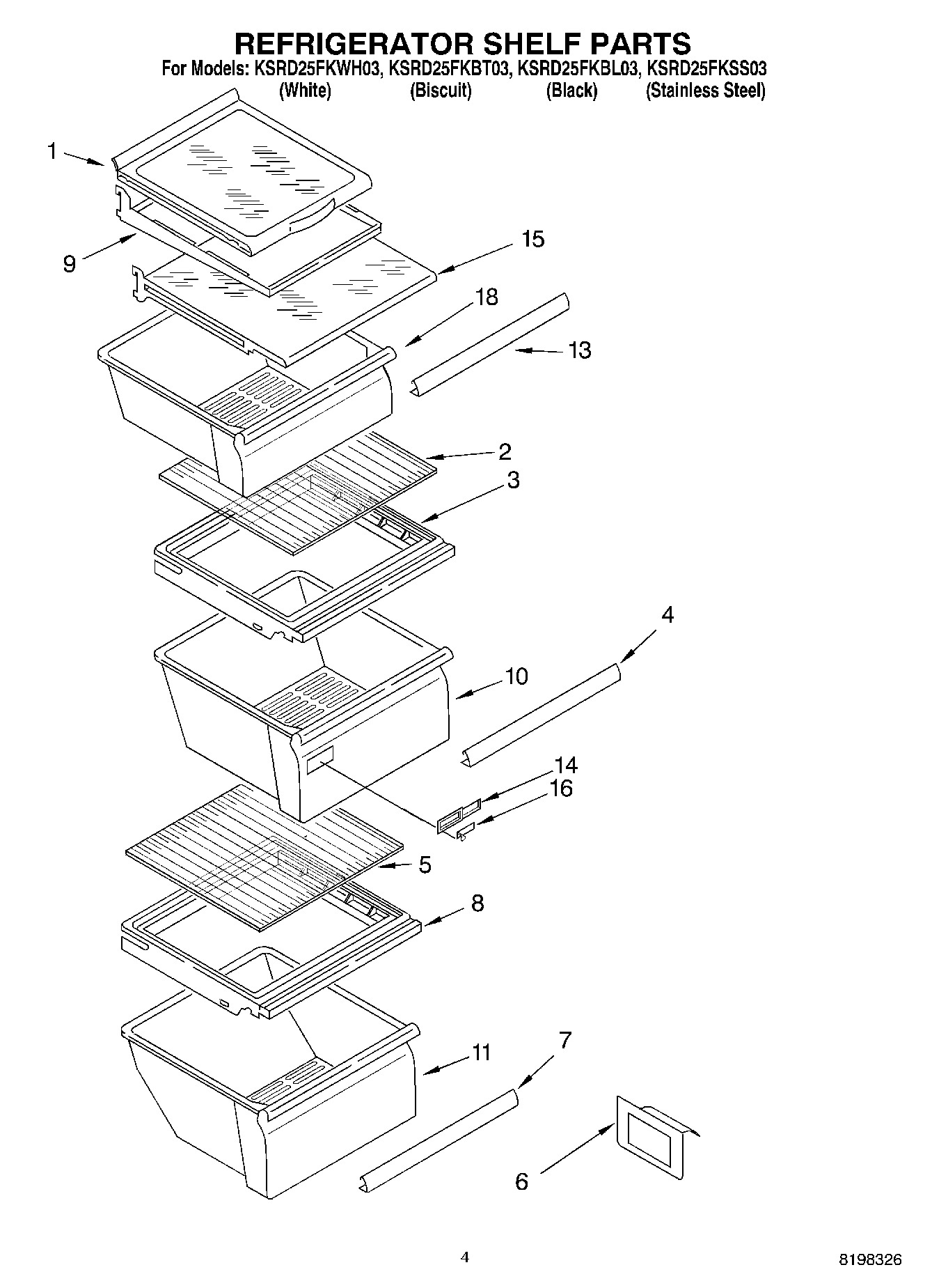 03 - REFRIGERATOR SHELF PARTS