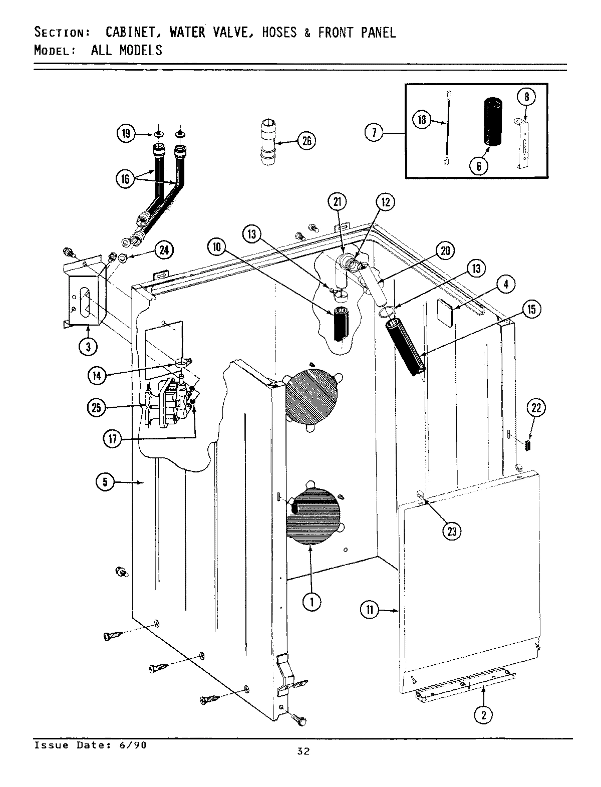 02 - CABINET, WATER VALVE, HOSES & FRNT PANEL