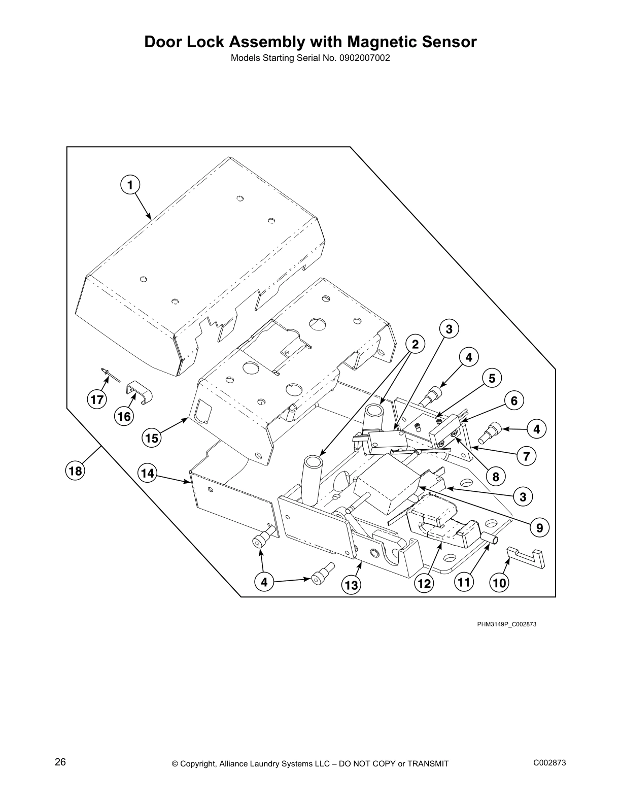Door Lock Assembly with Magnetic Sensor