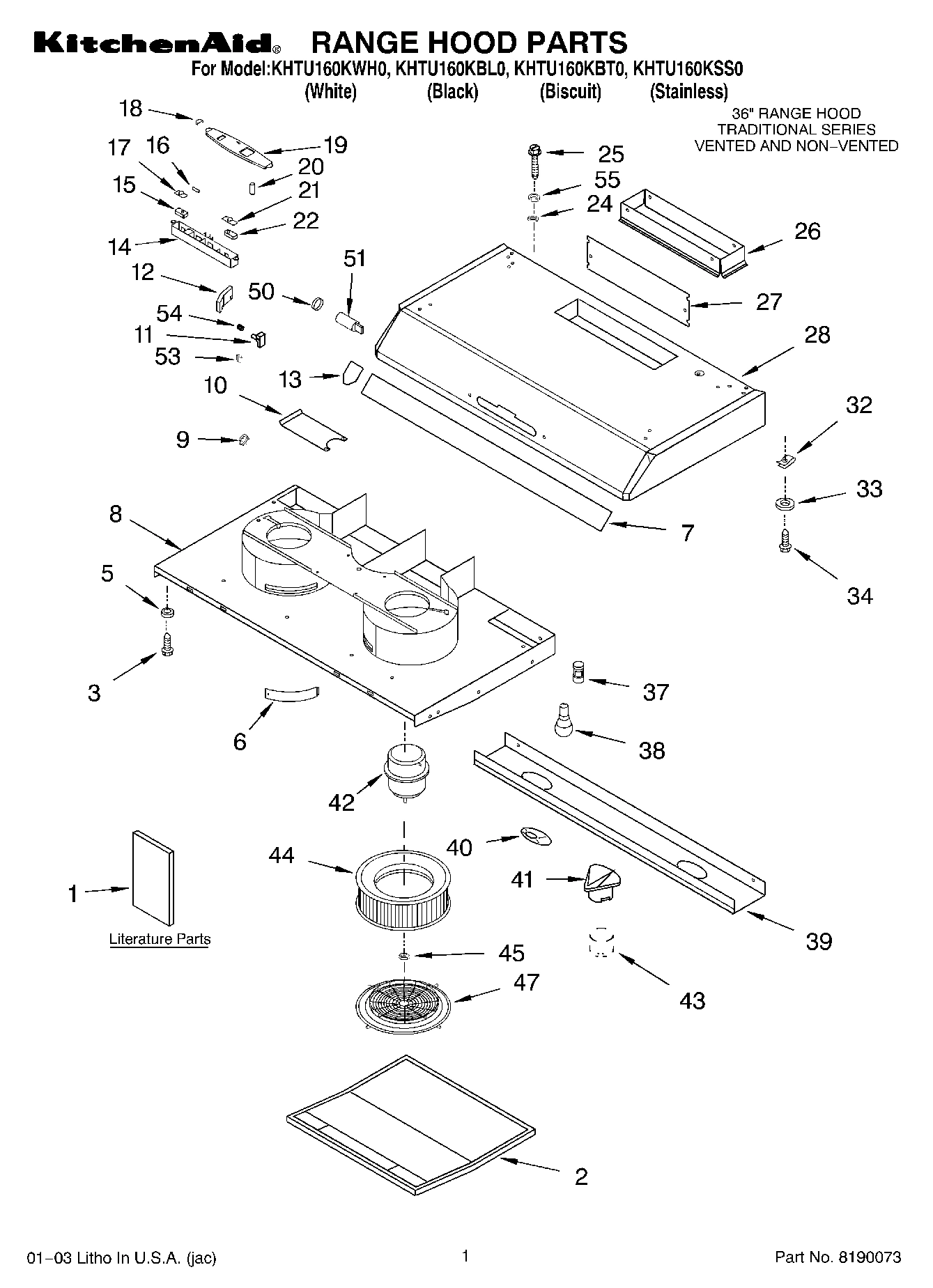01 - RANGE HOOD PARTS