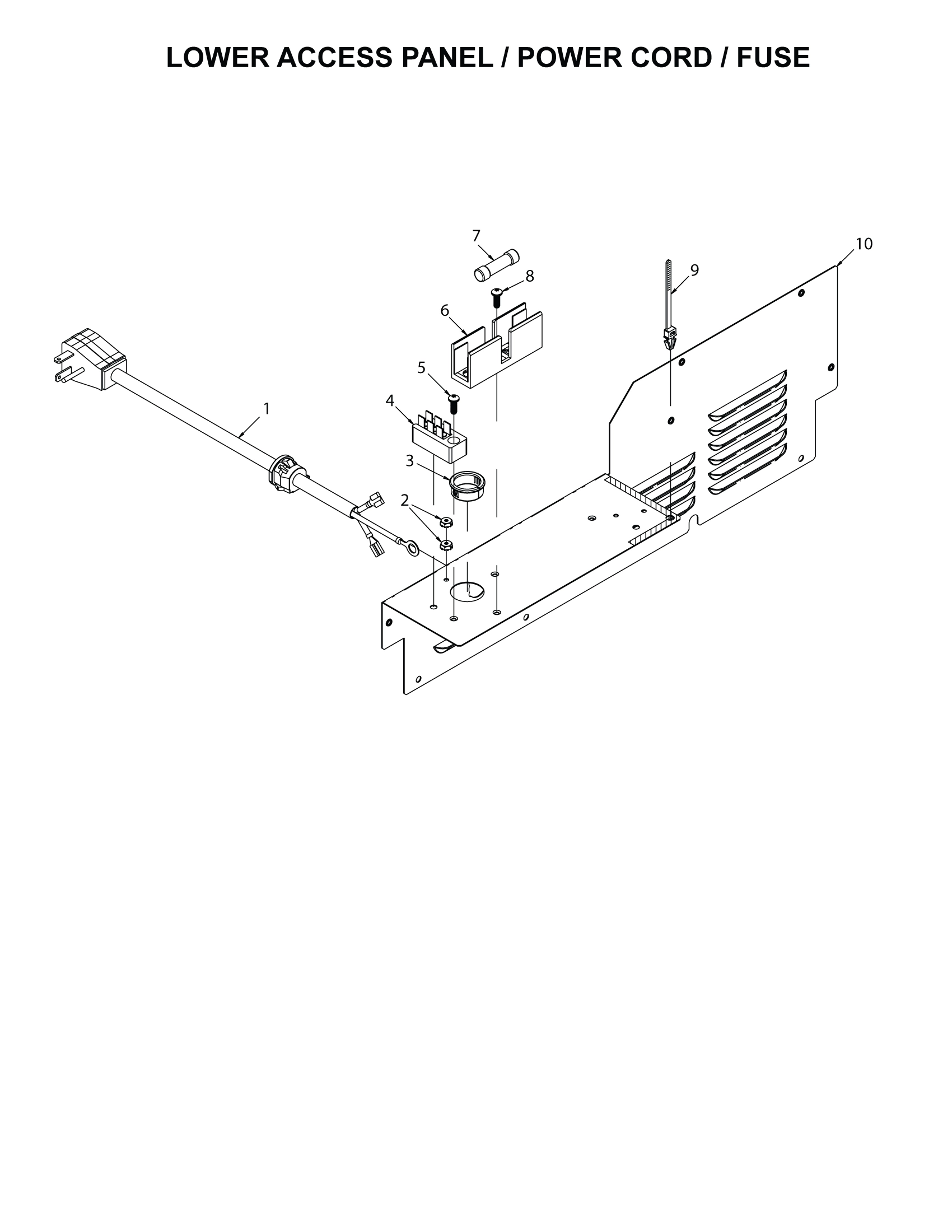 LOWER ACCESS PANEL / POWER CORD / FUSE