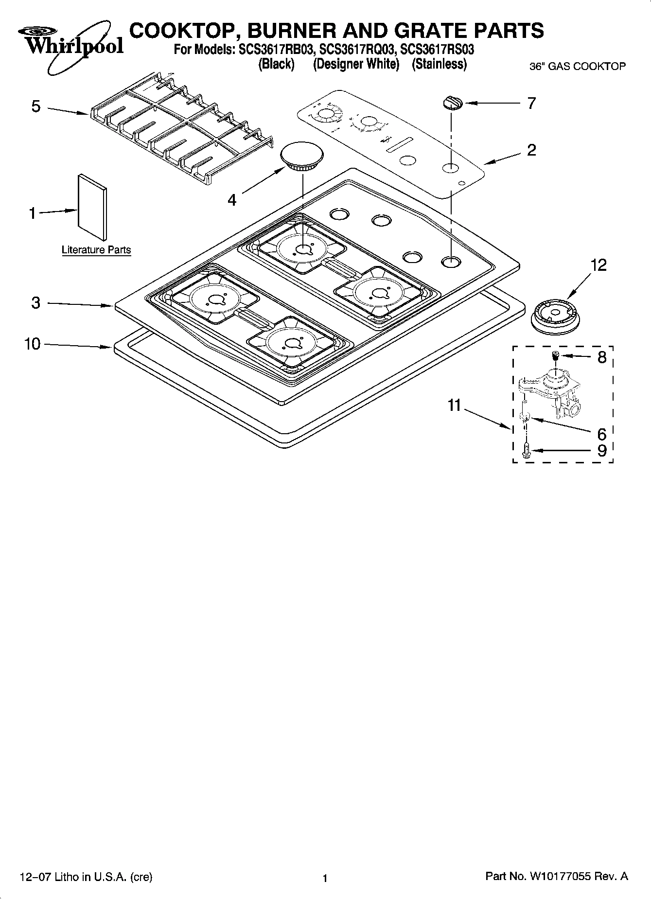 01 - COOKTOP, BURNER AND GRATE PARTS