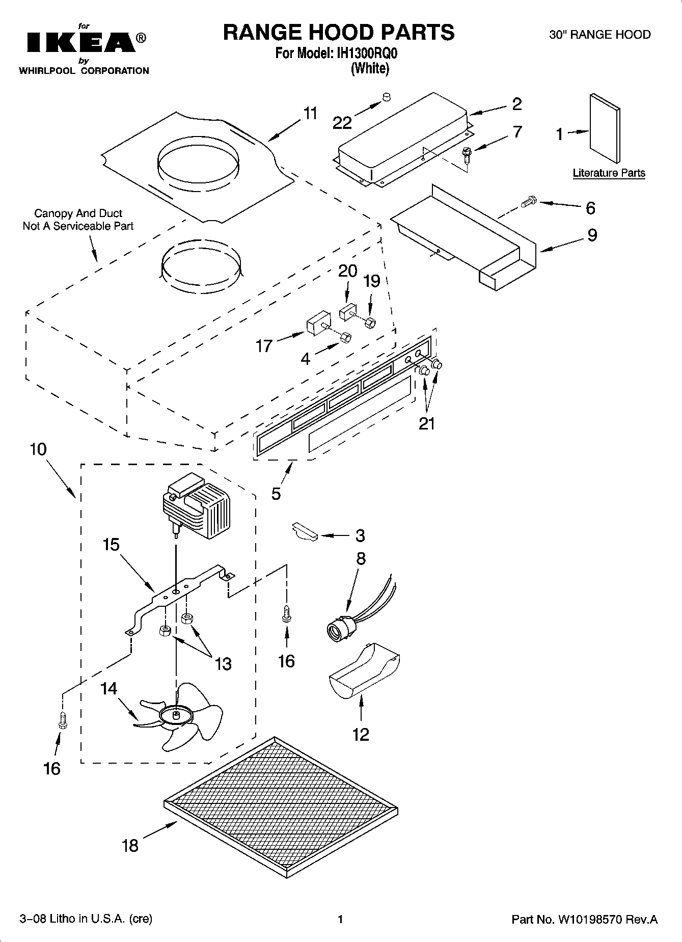 01 - RANGE HOOD PARTS