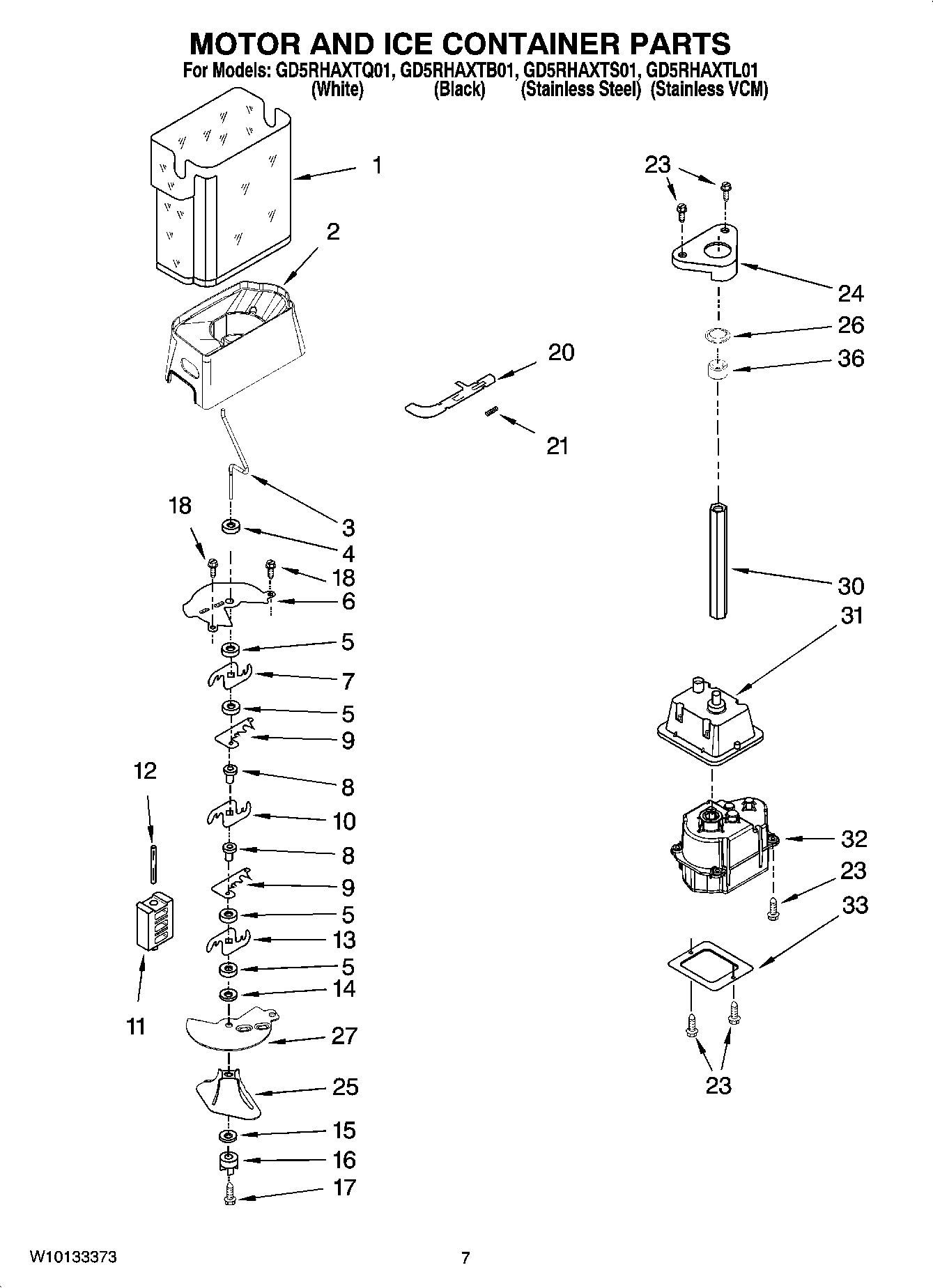 05 - MOTOR AND ICE CONTAINER PARTS