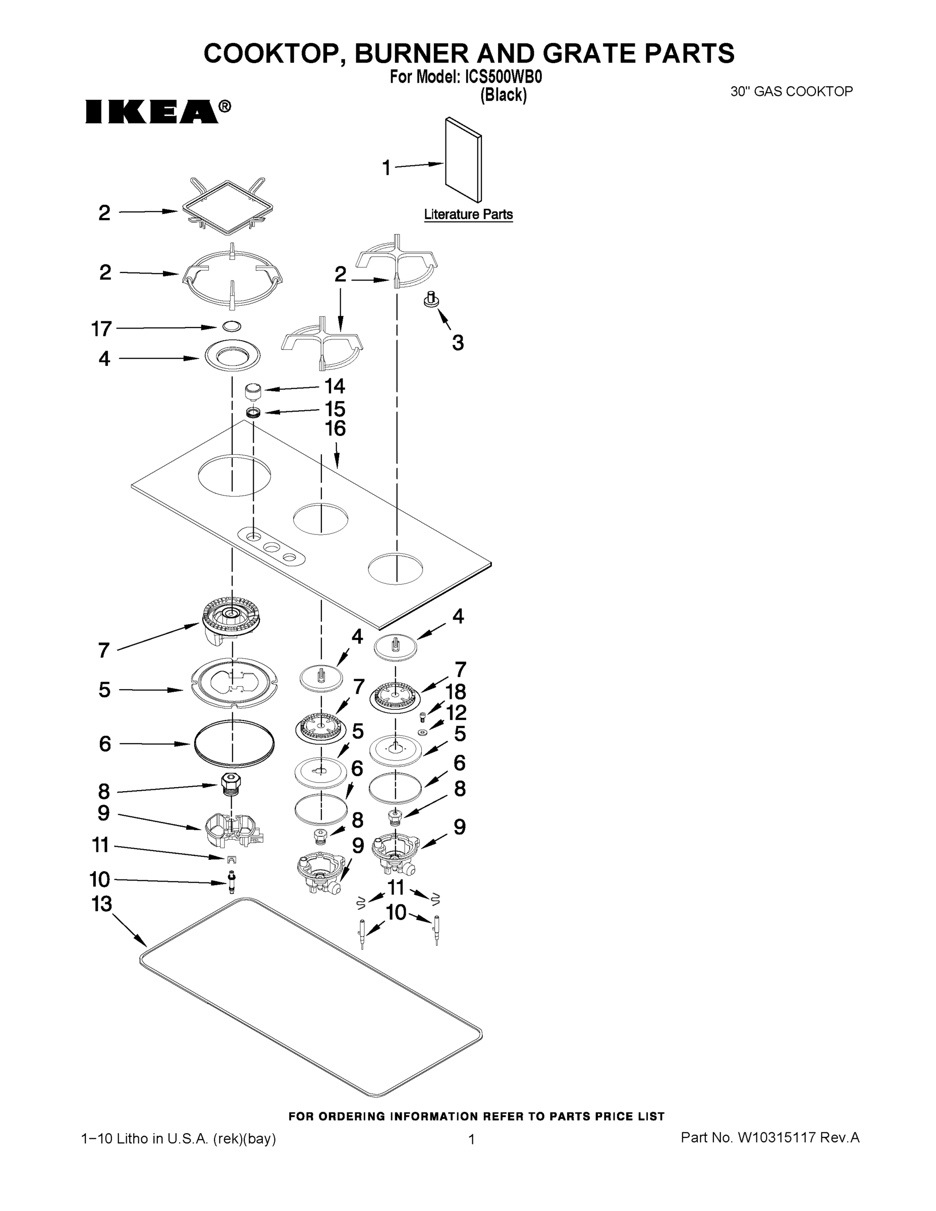 01 - COOKTOP, BURNER AND GRATE PARTS