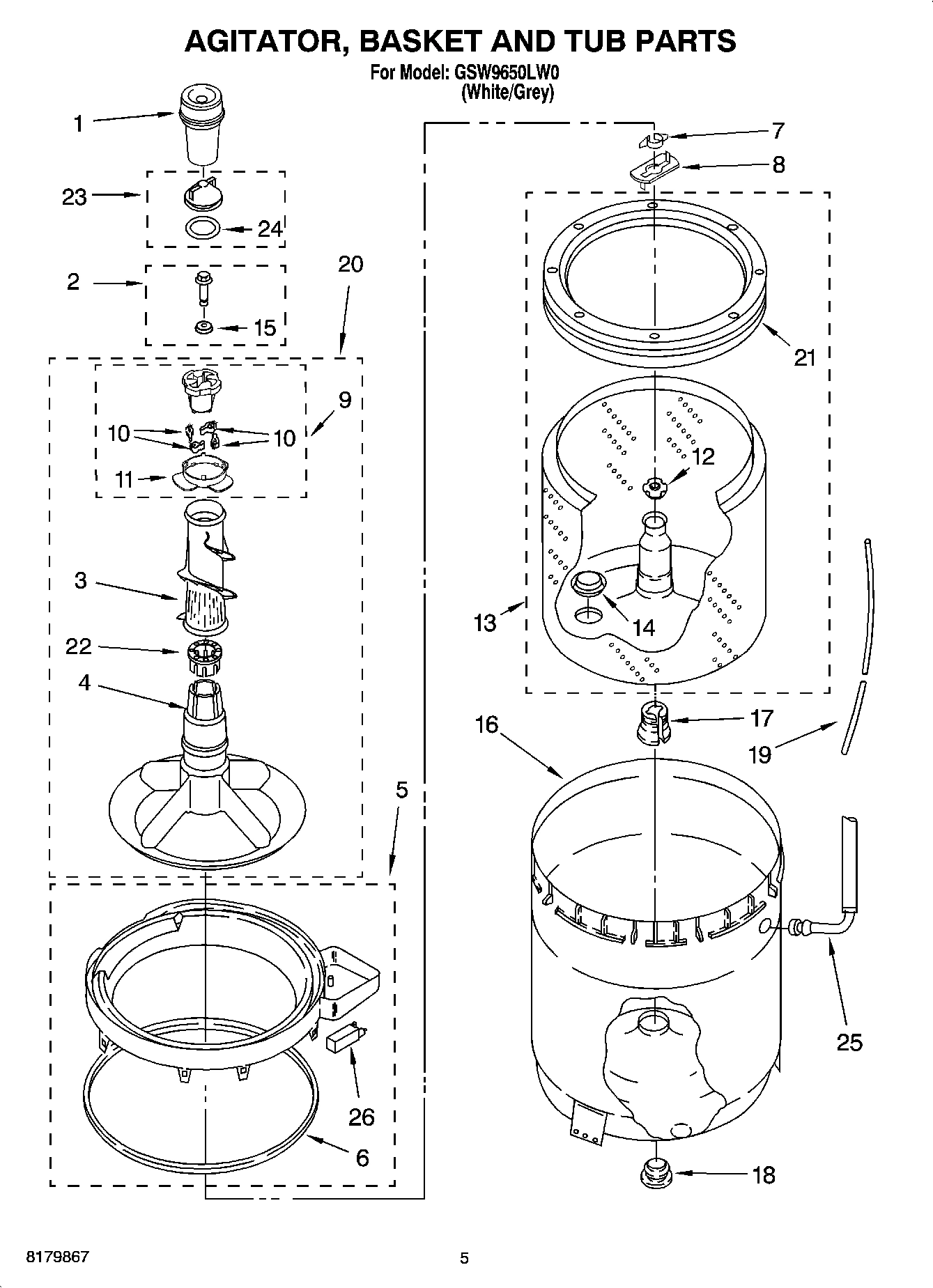 03 - AGITATOR, BASKET AND TUB PARTS