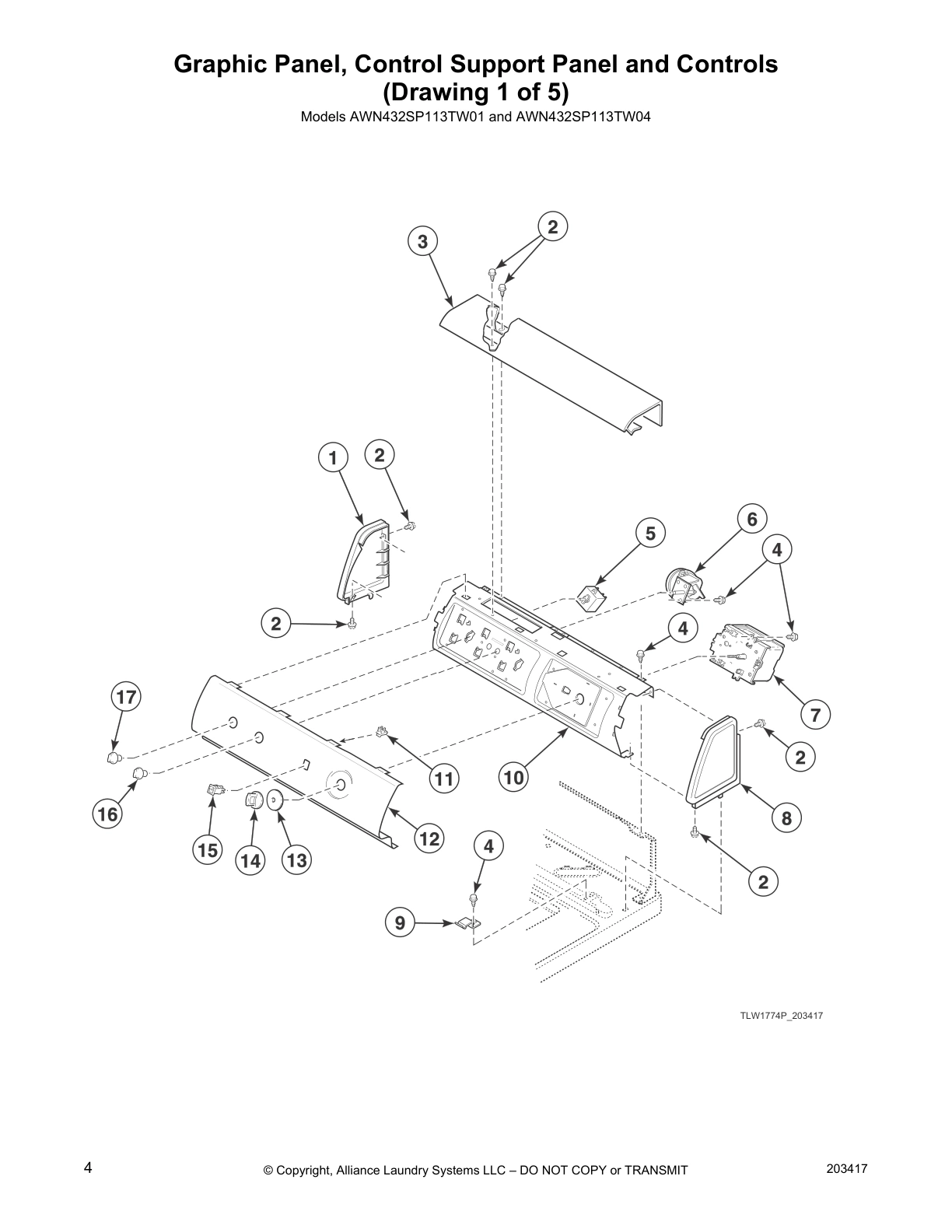 Graphic Panel, Control Support Panel and Controls 
(Drawing 1 of 5)