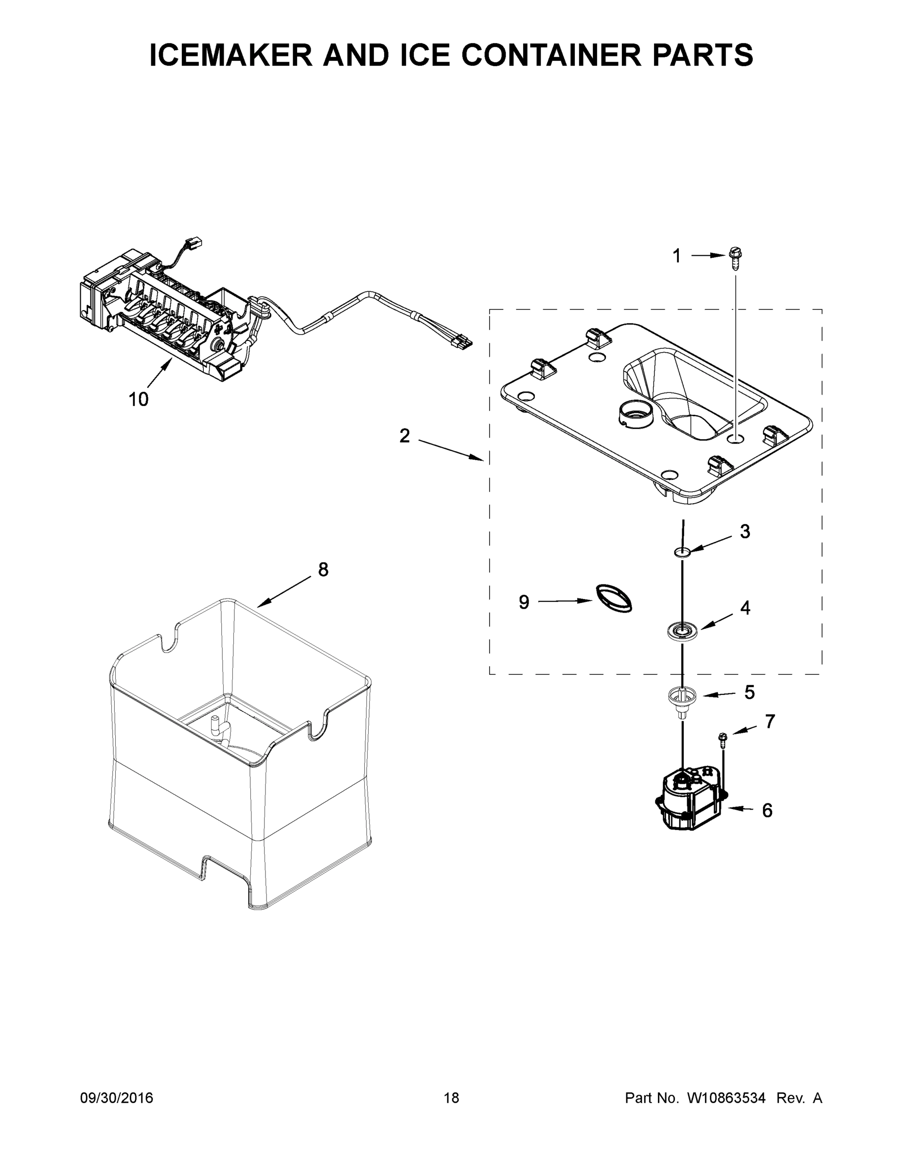 10 - ICEMAKER AND ICE CONTAINER PARTS