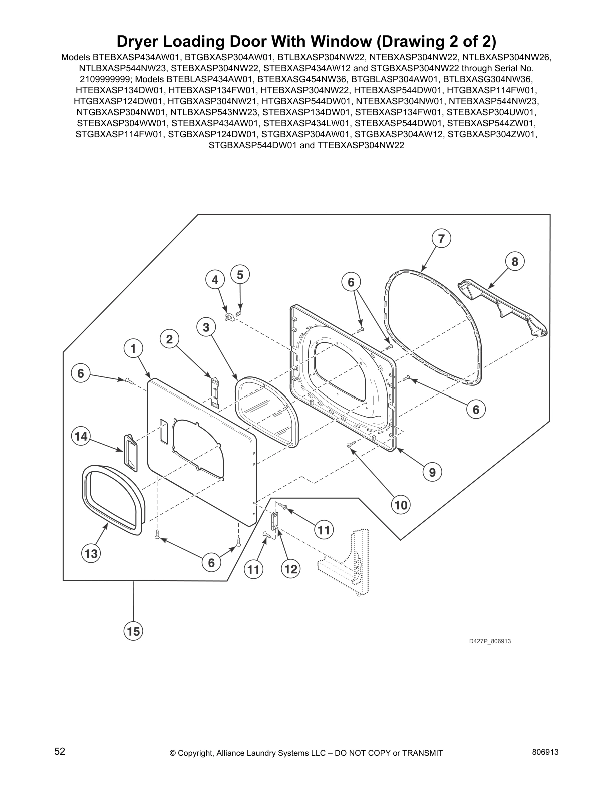 Dryer Loading Door With Window (Drawing 2 of 2)