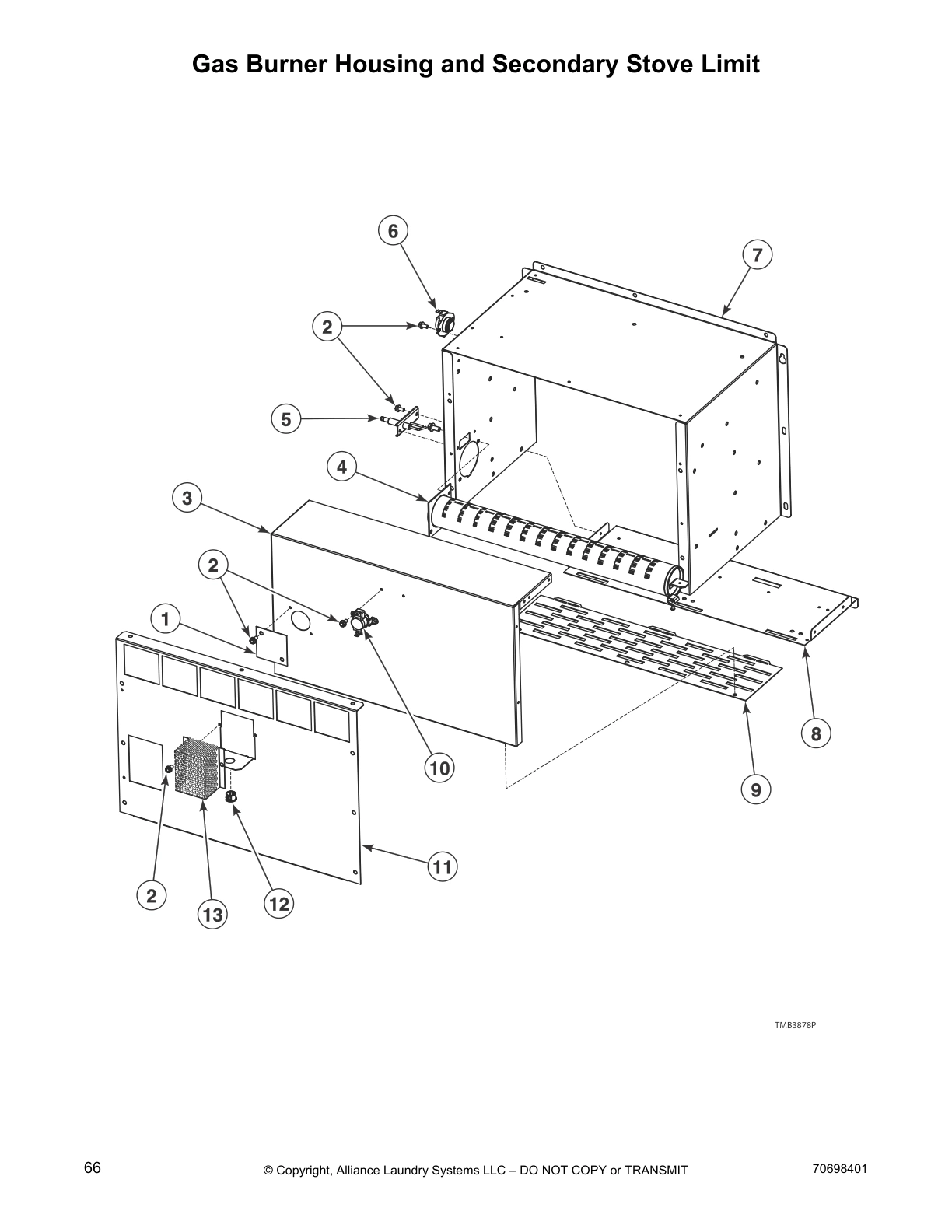 Gas Burner Housing and Secondary Stove Limit