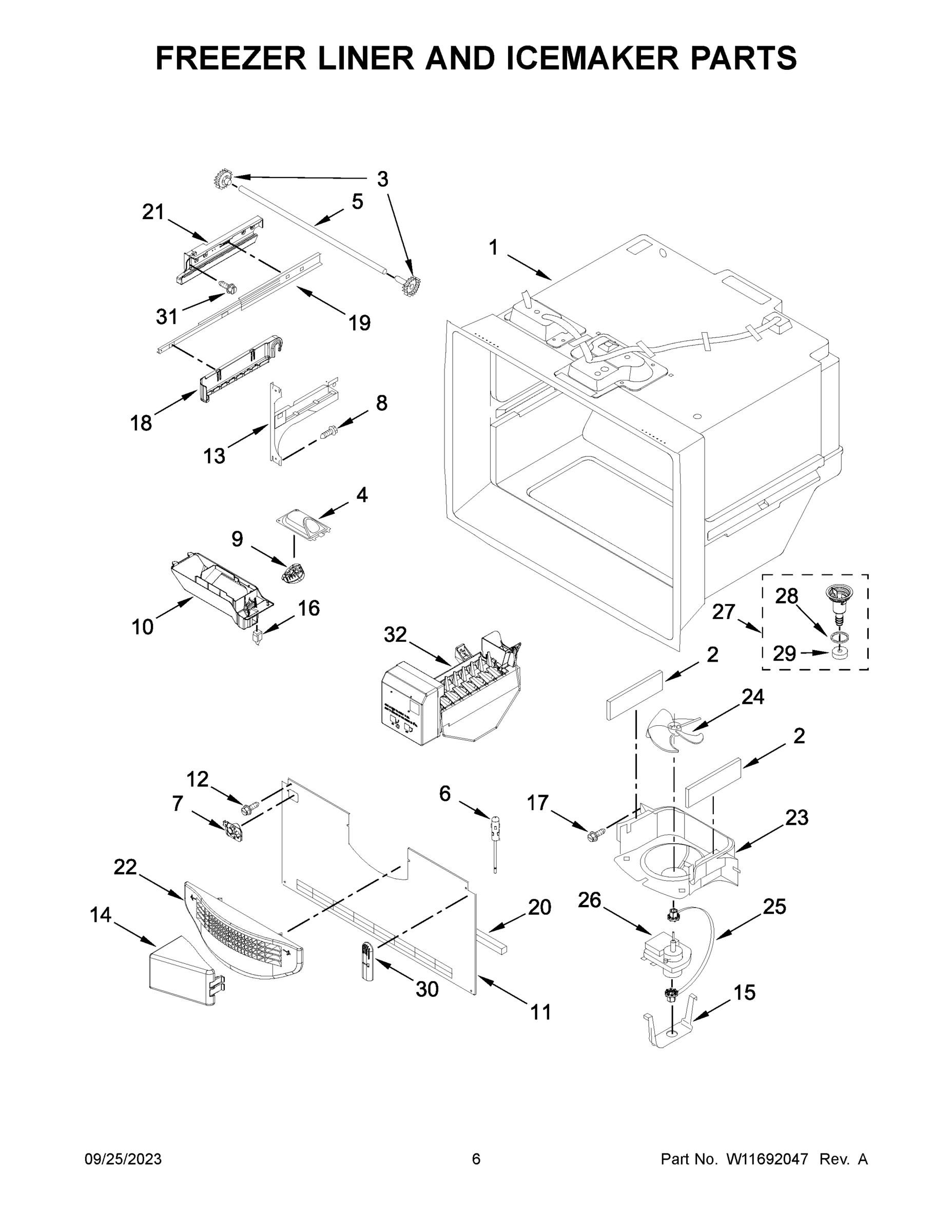 04 - FREEZER LINER AND ICEMAKER PARTS