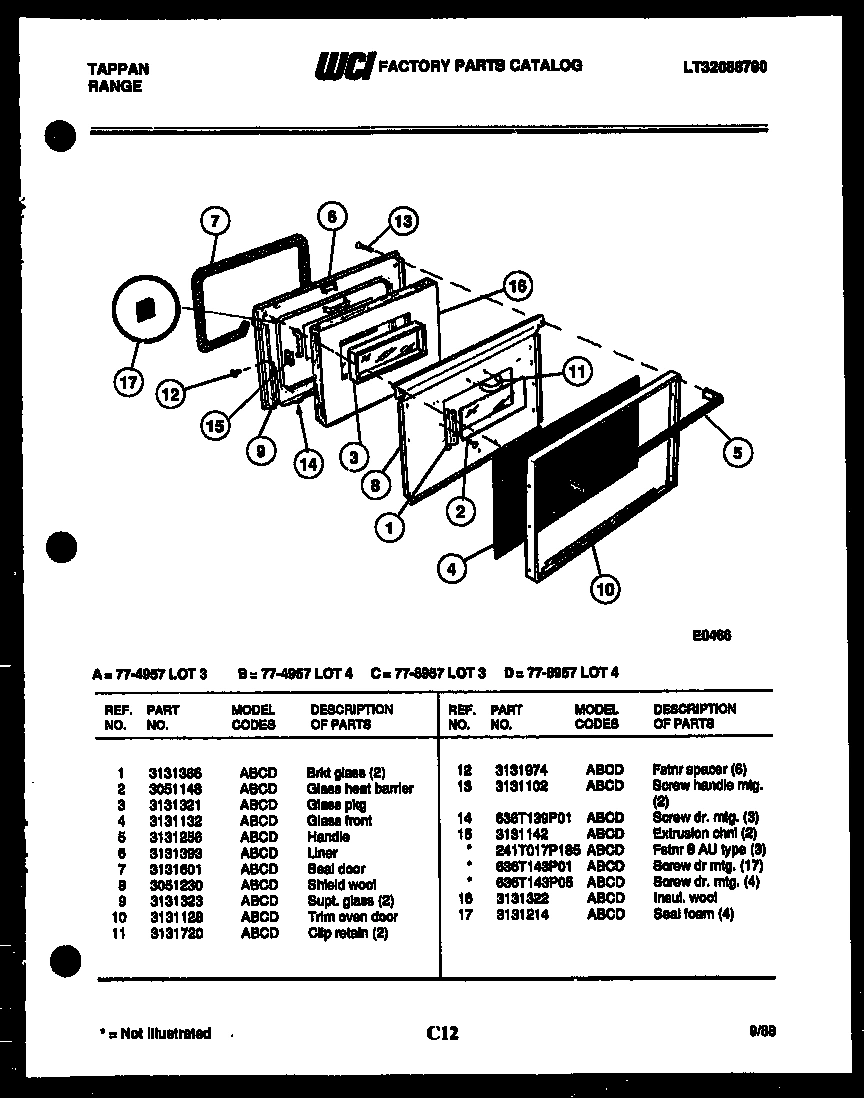 03 - LOWER OVEN DOOR PARTS