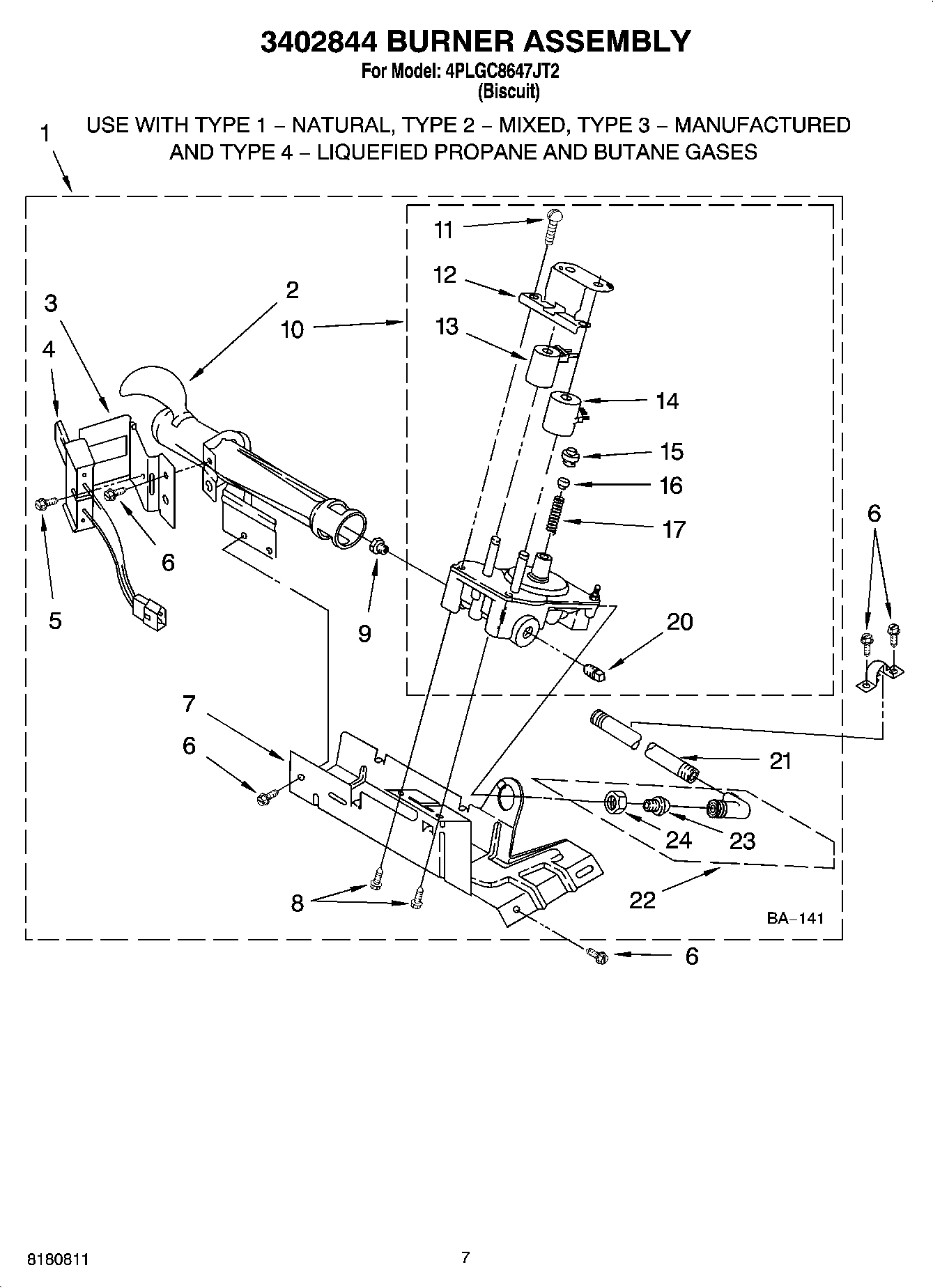 04 - 3402844 BURNER ASSEMBLY, OPTIONAL PARTS (NOT INCLUDED)