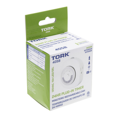 Nsi Industries NSI TORK® 402B 24 Hour Plug-In Timer Single Grounded Outlet,  125V, Indoor, 30 Minute Tabs 402B