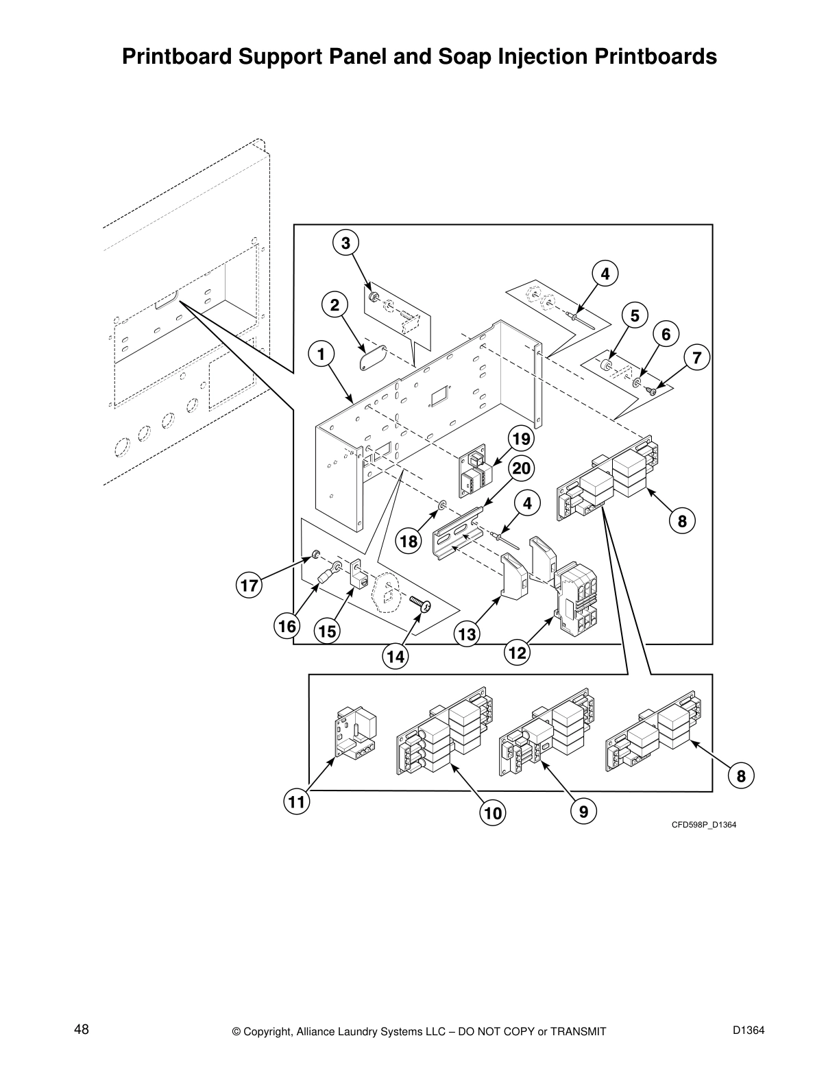 Printboard Support Panel and Soap Injection Printboards